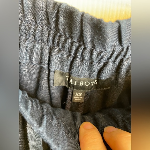 Talbots all linen wide leg Navy Pants - Picture 4 of 11